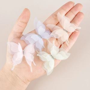 20pcs 5cm 3d 3 레이어 나비 웨딩 드레스에 대 한 라인 석 아플리케 Diy 수 제 보석 의류 머리 장식 장식