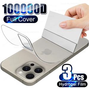 애플 아이폰 15, 14, 13, 12, 11 프로 맥스, 미니, 7, 8, 15 플러스용 풀 커버 보호대 하이드로겔 필름, 클리어 스티커 액세서리, 3 개