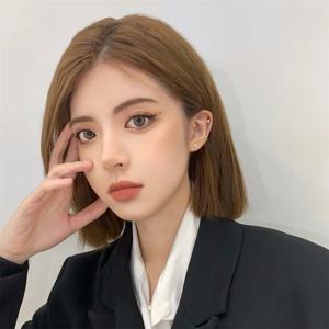 새로운 가발 여성 짧은 머리 보보 헤어 패션 어깨 길이 합성 섬유 고온 실크 짠 전체 헤드 커버