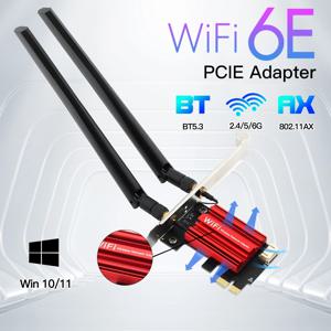 Wifi 6E AX210 PCIE Wifi 어댑터 5400Mbps 무선 이더넷 네트워크 카드 BT 5.3 Win 10 11 용 2.4G/5G/6GHz 듀얼 밴드 802.11AX/AC