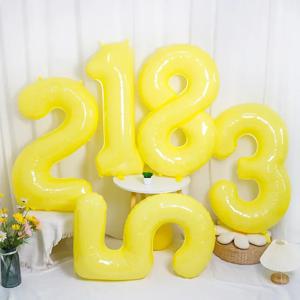 1개 40인치 레몬 옐로우 디지털 풍선 알루미늄 필름 숫자 풍선 어린이 성인 파티 장식 웨딩 휴일 용품