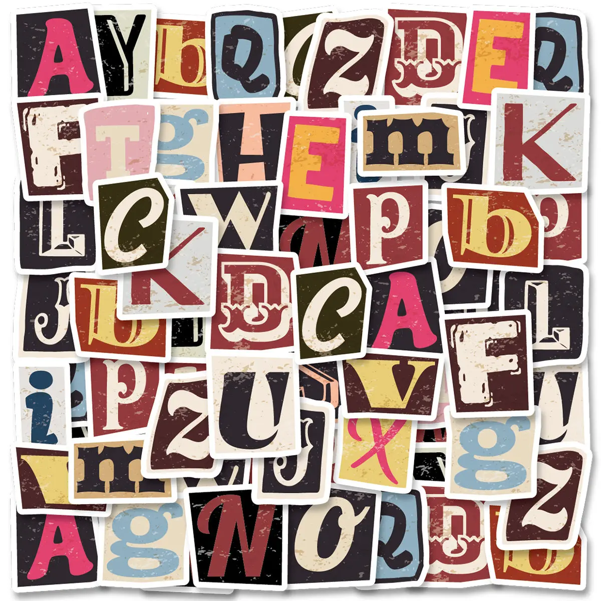 Etori Life 52pcs 레트로 다채로운 영어 편지 패턴 학생 DIY 노트북, 편지지, 스크랩북 장식 스티커