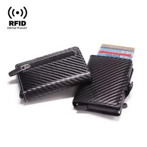 탄소 섬유 Rfid 차단 남성 ID 신용 카드 소지자 지갑 가죽 금속 비즈니스 은행 신용 카드 소지자 케이스 Carteras