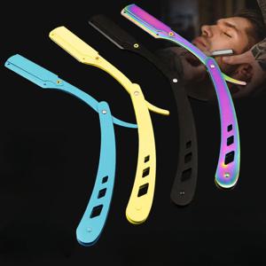 1Pcs 남자 면도 이발사 도구 헤어 면도기 및 블레이드 골동품 블랙 접는 면도 칼 남여 제모 (블레이드 제외)