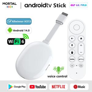 안드로이드 TV 스틱 스마트 4K 홈 시어터 Mortal Q2 ultra AllwinnerH313 Netflix YouTube Wifi6 Bluetooth Chromecast 음성 원격