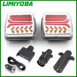 1세트 12V 24V 무선 자석 LED 테일 라이트 트레일러 후미등 경고 브레이크 등 캠핑카 트럭 방수 방향 지시등