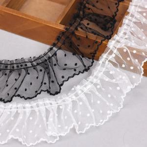 친환경 5cm 폭 메쉬 레이스 트림 화이트 블랙 3D 주름 물방울 리본 인형 드레스 칼라 & 핸드메이드 바느질용