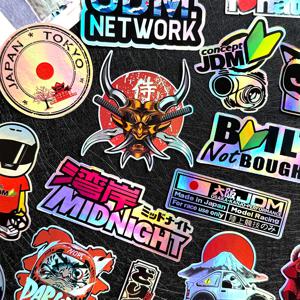 40 개/몫 레이저 레인보우 무작위 오토바이 스티커 자동차 모토 자전거 헬멧 연료 탱크 JDM 로고 액세서리 데칼 가와사키 Voge