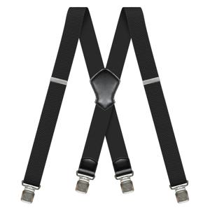 남성용 헤비듀티 1.6인치 와이드 블랙 멜빵, 청바지 드레스 팬츠용 X자형 등받이 탄성 조절 작업용 멜빵