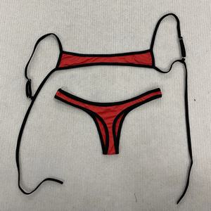 미적 섹시한 스파이스 걸 비치 대비 색상 수영복 솔리드 숄더 스트랩 조절 가능한 백리스 심플 여름 스플릿 비키니 Y2K