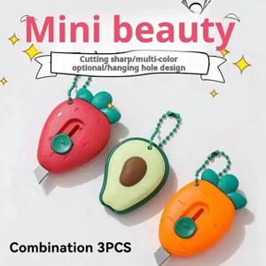 3PCS 귀여운 휴대용 접이식 미니 나이프 아보카도 딸기 과일 아트 유틸리티 나이프 익스프레스 박스 나이프 포장 개봉 도구