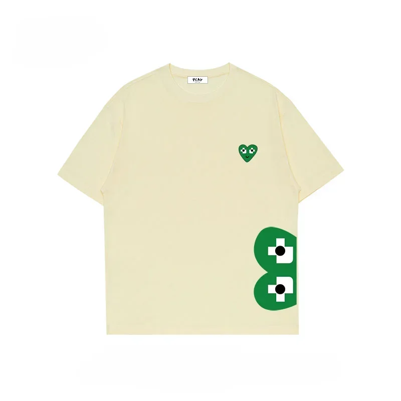 2025년 신상 일본 패션 브랜드 패턴 프린트 순면 반팔 티셔츠 스트리트 스타일 통기성 커플 반팔