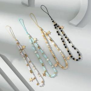 휴대폰 비즈 오각형 펜던트, 휴대폰 케이스, 패션 체인, 여성용 행잉 로프, 휴대폰 로프 쥬얼리