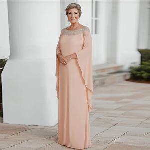 웨딩용 롱 마더 오브 브라이드 드레스, 플로어 기장, 캡 슬리브, 웨딩 게스트 드레스, 비즈 장식 이브닝 가운, 롱