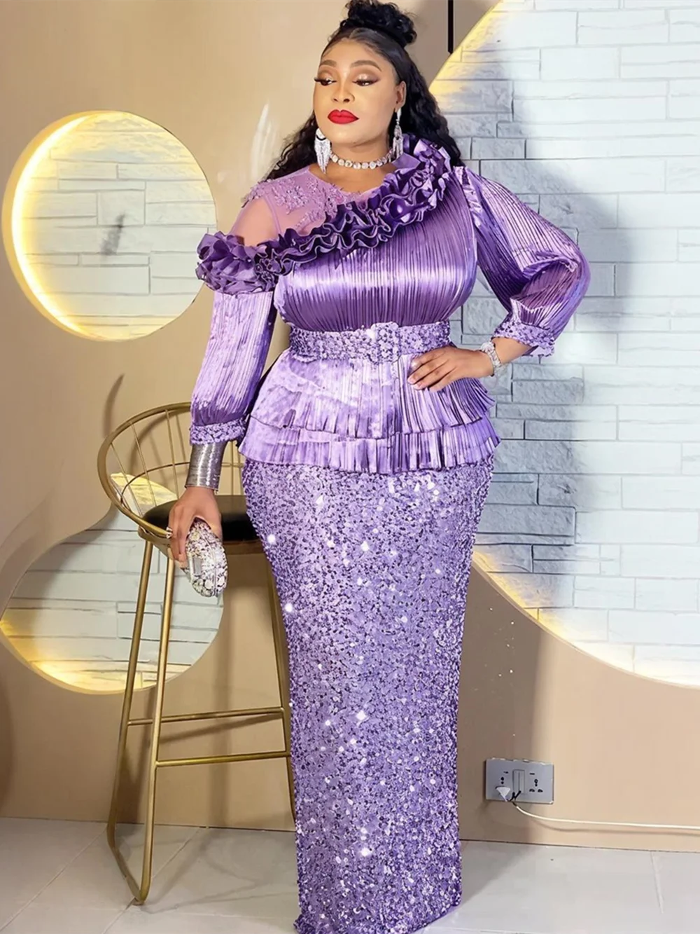 플러스 사이즈 아프리카 파티 드레스 여성용 다시키 스팽글 맥시 롱 드레스 우아한 터키 무슬림 웨딩 이브닝 가운 2026 신상