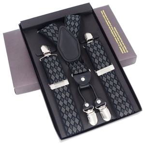 남자 멜빵 4 클립 교정기 검은 가죽 멜빵 조절 가능한 벨트 스트랩 바지 Suspensorio 아버지 선물 ligas