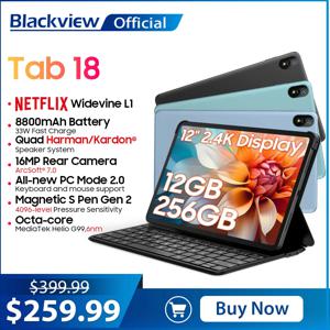 Blackview Tab 18 태블릿 PC 12인치 2.4K FHD+디스플레이 Helio G99 8GB RAM 256GB ROM, Netflix Widevine L1, 8800mAh 배터리 33W