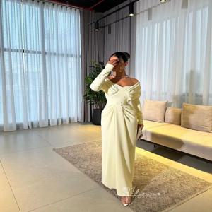 맞춤형 인어 오프 숄더 무도회 드레스, 긴 소매 플리츠 비즈, 바닥 길이 이브닝 드레스, 파티 드레스, 2025