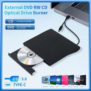 USB 3.0 Type-C DVD 버너 2-in-1 슬림 외부 레코더 휴대용 CD-RW DVD-ROM 광학 드라이브 PC 노트북 용 작가 리더 플레이어