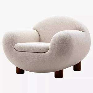 이탈리아 미니멀리스트 캐주얼 프렌치 크림 스타일 양고기 싱글 의자 B & B 호텔 소파 의자