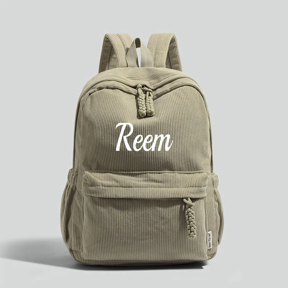 2025년형 맞춤형 백팩, 부드러운 스쿨백 어깨끈, 대용량, 독특한 이름 자수, 코듀로이 특별 디자인