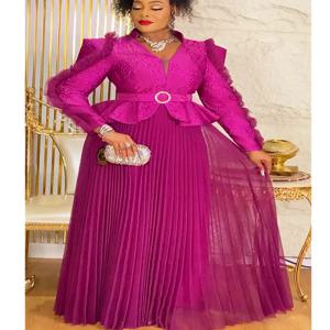 플러스 사이즈 아프리카 파티 드레스 여성 가을 패션 다시키 앙카라 웨딩 이브닝 가운 우아한 터키 무슬림 맥시 드레스