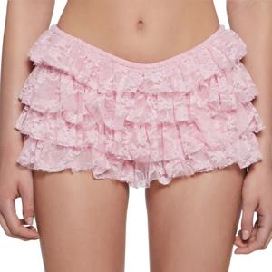 여성 프릴 레이스 블루머 반바지 신축성 있는 허리 Y2K 미적 짧은 바지 캐주얼 고딕 카와이 반바지 여름