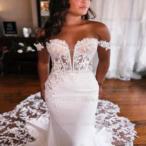 연인 인어 웨딩 드레스 아플리케 오프숄더 인어 신부 가운, 긴 우아한 드레스, 여성용 2023 가운