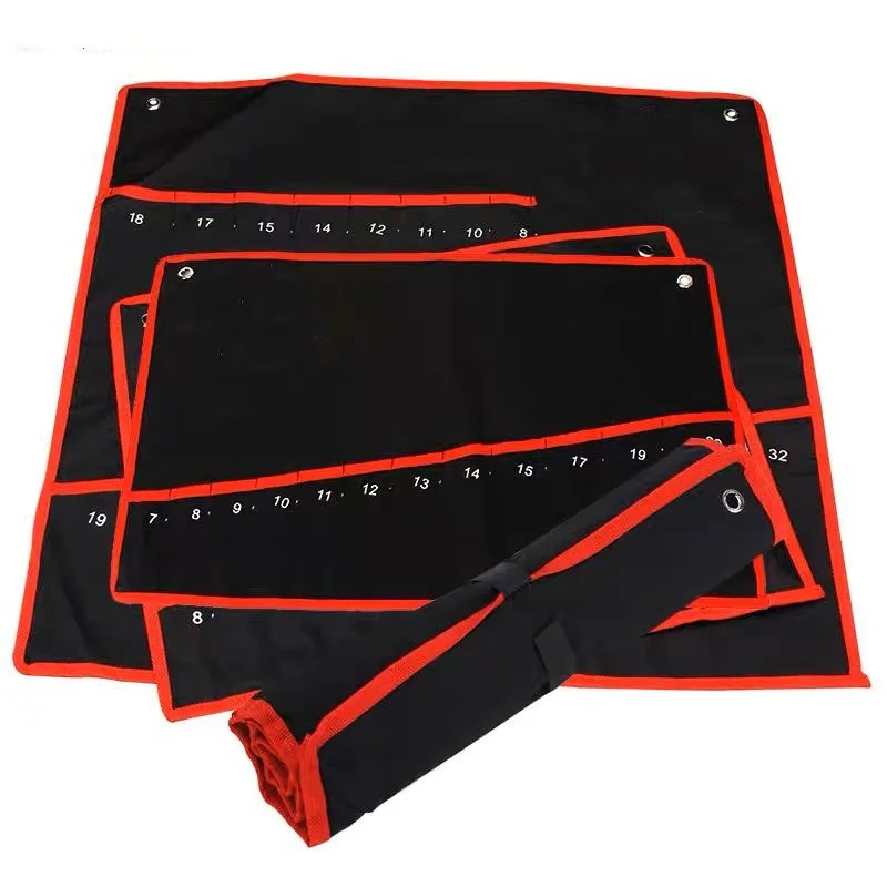 1pc 실용적인 캔버스 도구 가방 렌치 도구 롤 접이식 스패너 주최자 파우치 케이스 손 도구 보관 가방