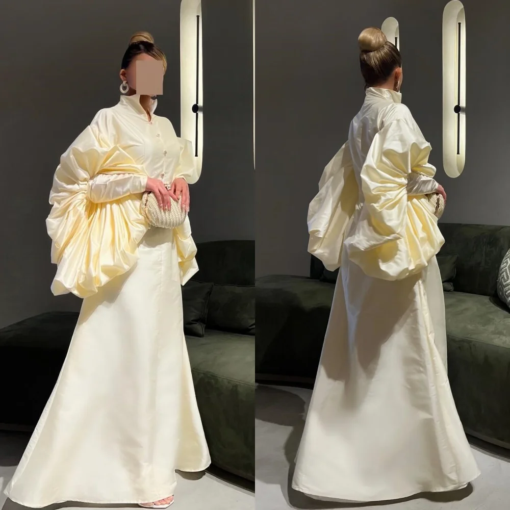 맞춤형 S 드레이프 플리츠 구김, 이브닝 A 라인 하이 칼라, 맞춤형 가운, 긴 드레스