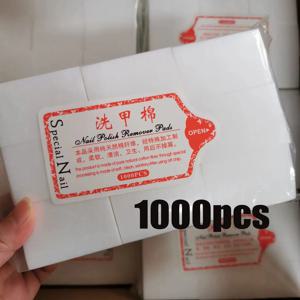 1000/600Pcs 전문 네일 닦아 100% 코튼 패드 린트 프리 네일 코튼 젤 폴란드어 리무버 네일 아트 청소 도구