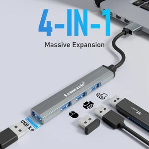 Lemorele 120cm 4 포트 USB 허브 OTG USB A 3.0 어댑터 멀티 분배기 어댑터 Xiaomi Lenovo Macbook Pro 용 노트북 액세서리