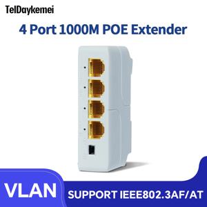 기가비트 네트워크 스위치 리피터, 플러그 앤 플레이, PoE 스위치 NVR IP 카메라 AP용, 4 포트, 1000M POE 익스텐더, IEEE802.3af/at