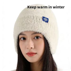 핫세일 여성 귀덮개 겨울 모자 캔디 컬러 패션 인조 퍼 니트 모자 케이팝 스타일 부드러운 비니 여성 스트리트웨어 캡