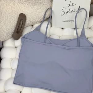 여름 브라탑 짐웨어 여성 아이스 실크 크롭 심리스 튜브탑 캐미솔 속옷 한국 패션 솔리드 패드 브라렛 베스트 네이키드