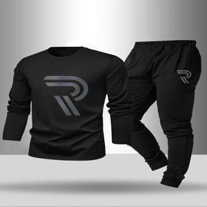 남성용 봄 여름 가을 겨울 긴팔 바지 기하학 무늬 베이스 셔츠 홈웨어 세트 2종