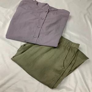 여름 경량 후드 오픈 가디건 자외선 차단 재킷 린넨 바지 여성 출퇴근 스타일 루즈핏 긴팔 단색