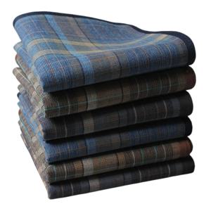 6개입 체크무늬 고밀도 비즈니스 스타일 남성용 순면 손수건 얇은 흡수성 땀 닦는 손수건 휴대용 40cm