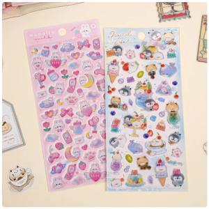 3 개 무작위 귀여운 캔디 컬러 동물 플래시 장식 스티커 Scrapbooking Diy 저널링 귀여운 편지지 일기 스티커 선물 상품