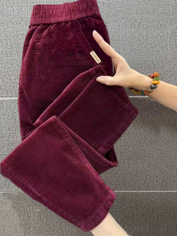 코듀로이 스트레이트 레그 팬츠 여성 봄 가을 인기 루즈핏 슬림 캐주얼 롱 팬츠 하이웨이스트 폴리에스터 섬유