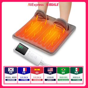 9단계 전기 발 온열 패드 휴대용 겨울용 부드러운 플러시 세탁 가능 발 워머 4단계 타이머 히터 발 온열 매트 (가정 및 사무실용)