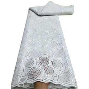 메쉬 아프리카 레이스 원단 2025 스팽글 Tulle 이브닝 드레스 여성용 자수 프랑스 패션 직물 봉제 5 야드 천