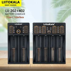 Liitokala Lii-202 Lii-402 5V2A 출력 유형-C 와이어 인터페이스 범용 3.7V 3.2V 3.85V 18650 21700 충전식 배터리 충전기