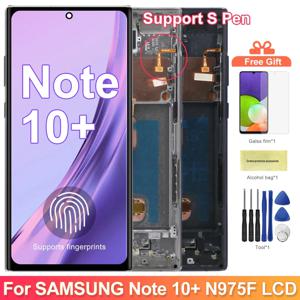 삼성 Galaxy Note10 + N975F Lcd 디스플레이 터치 스크린 용 AMOLED Note 10 Plus 화면 프레임 지원 S 펜 지문