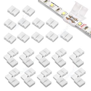 10pcs 솔더리스 LED 스트립 커넥터 2 4 5 핀 10mm 8mm L/T 유형 SMD 5050 2835 LED 스트립 용 배선되지 않은 Gapless 터미널 확장