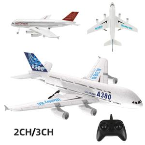 A380 2채널 3채널 RC 비행기 에어버스 EPP 폼 항공기 장난감 2.4G 글라이드 고정익 RTF 비행기 야외 장난감 드론 어린이 생일 선물
