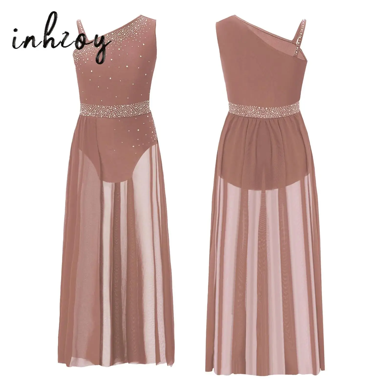 키즈 소녀 현대 서정적 댄스 드레스 발레 체조 공연 의상 라인 석 사이드 분할 쉬어 메쉬 레오타드 댄스웨어