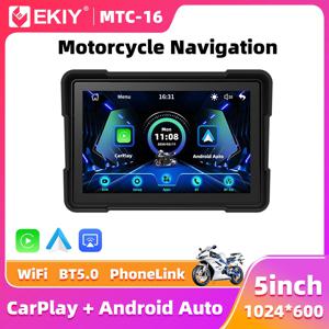 EKIY 5.0 인치 무선 CarPlay 모토 휴대용 디지털 오토바이 대시 보드 GPS 네비게이션 디스플레이 화면 안드로이드 자동 모니터
