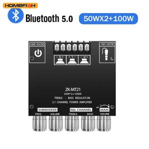 ZK-MT21 채널 Bluetooth 5.0 CS8673E 2.1 서브우퍼 증폭기 보드 50W * 2 + 100W 전력 오디오 스테레오 증폭기 보드 베이스 앰프 AUX