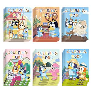 6/12/24pcs Bluey Bingo 애니메이션 그림 색상 Diy 색칠 그리기 책 만화 낙서 그림 책 어린이 퍼즐 장난감
